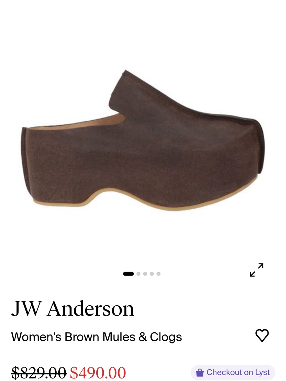JW ANDERSON Brown Sculpted Leather Clog Mules